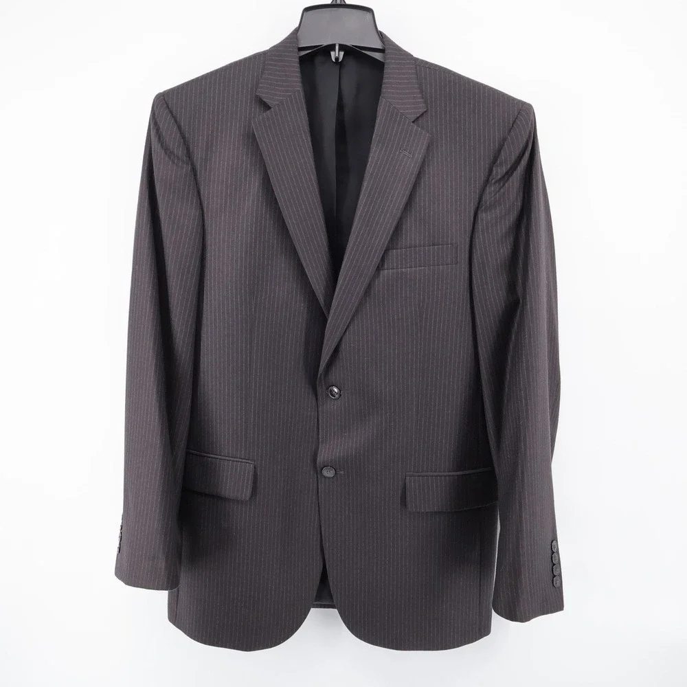 Jos. A. Bank Traveler Pinstripe Wool 2-Piece‎ Suit Charcoal Gray Mens 40L 32x29